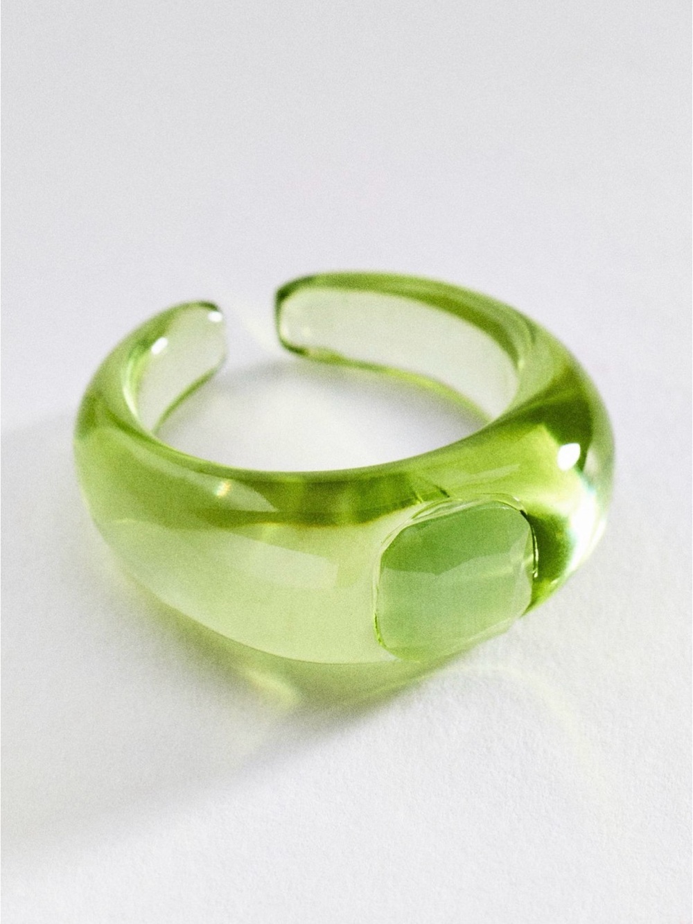 Anthropologie Tonal Green Gemstone Resin Cocktail Ring